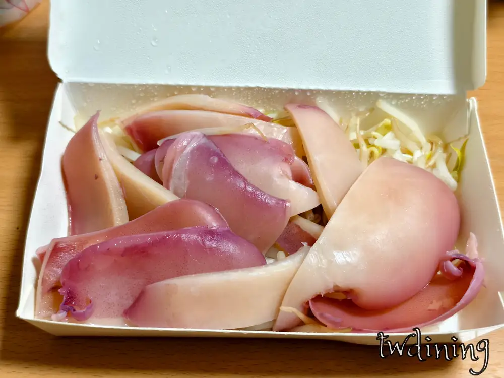台中sanjing三景燙魷魚blanched squid山西路shanxi road北區foodie鮮脆tender texture川燙魷魚盤seafood snack酸菜美味配菜